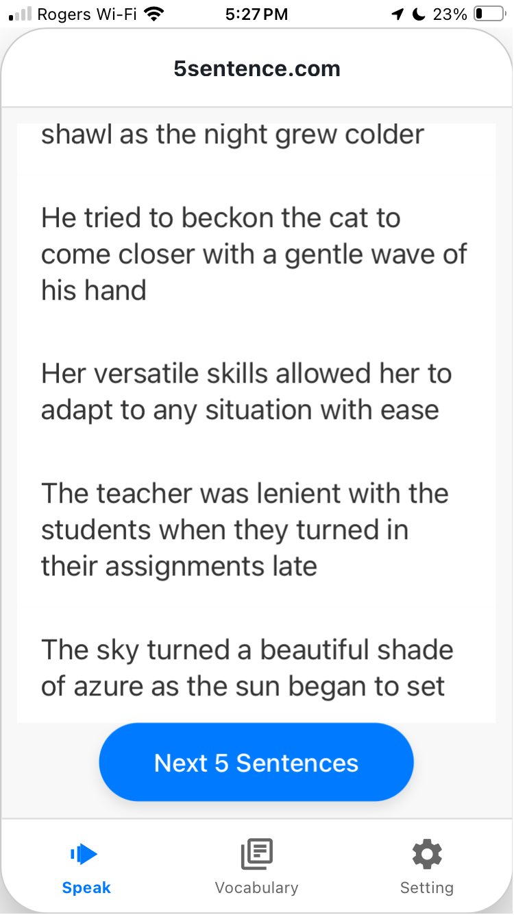 5sentence.com Mobile App